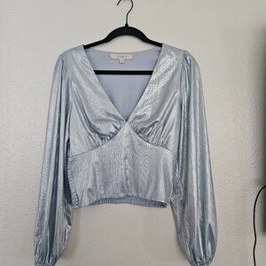 Anthropologie Flat White Shimmer Long Sleeve Blouse Size